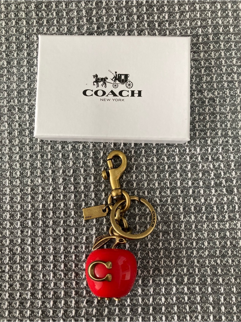 Coach Apple Keychain Bag Charm KeyChain Resin and Metal